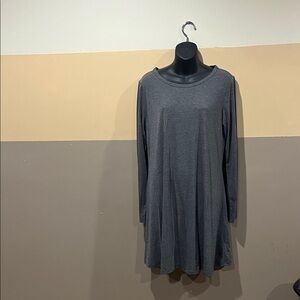 PopYoung Gray Long Sleeve Swing Tunic Dress